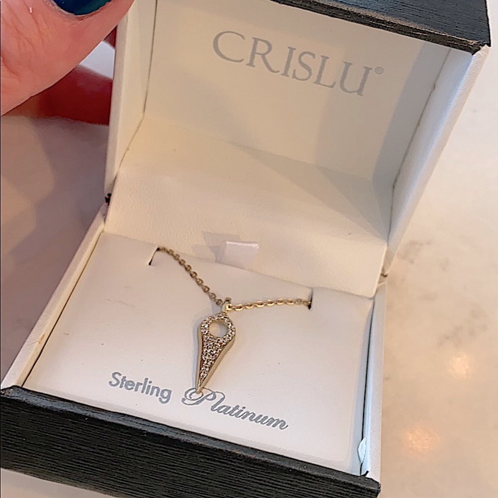 NWT Crislu sterling platinum necklace